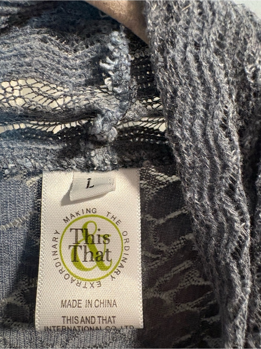 Patchwork Lace Kimono Robe - Slate Blue - Picture 2 of 2